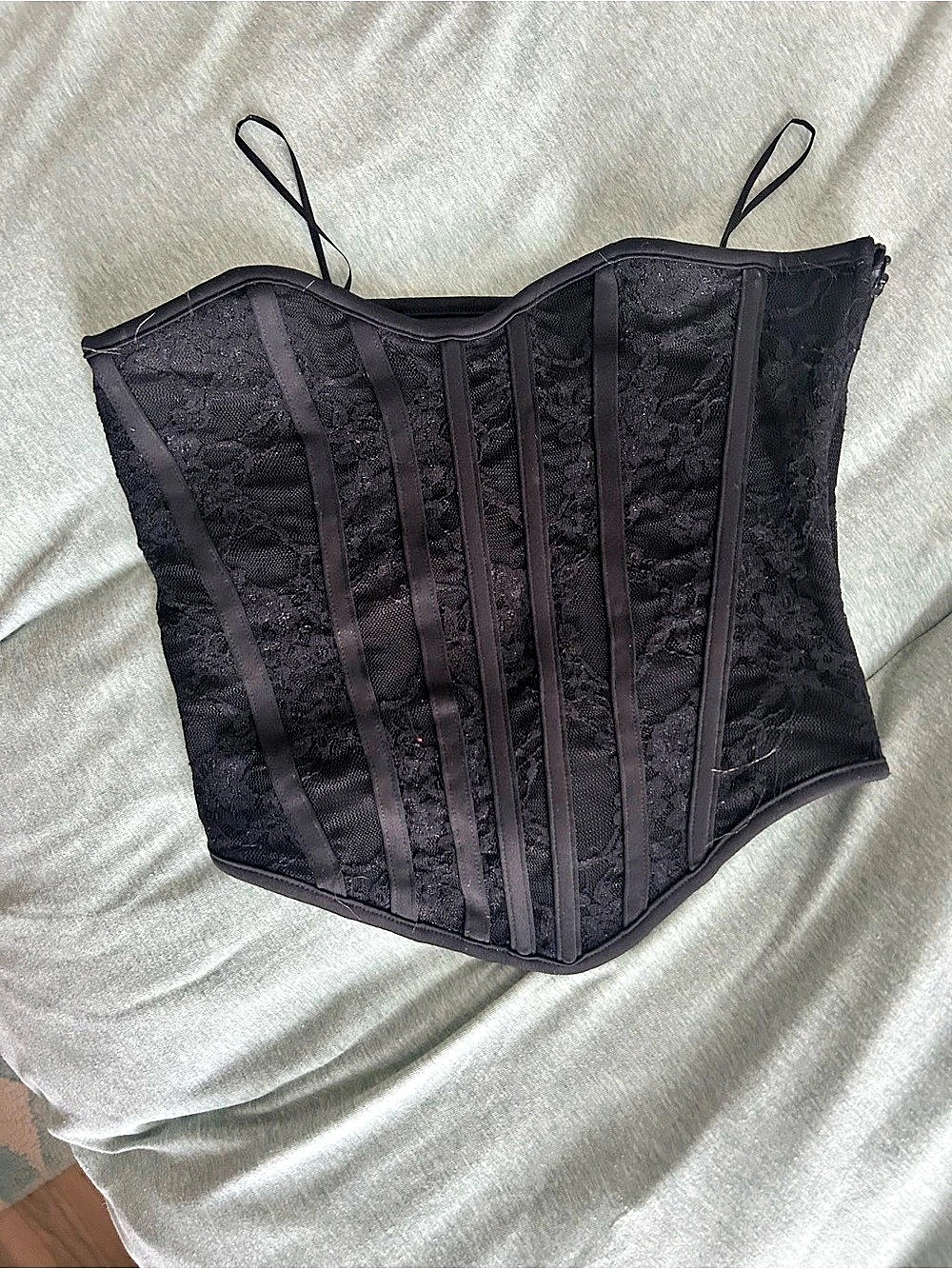 Express Black Lace Corset Top Black Size XS
